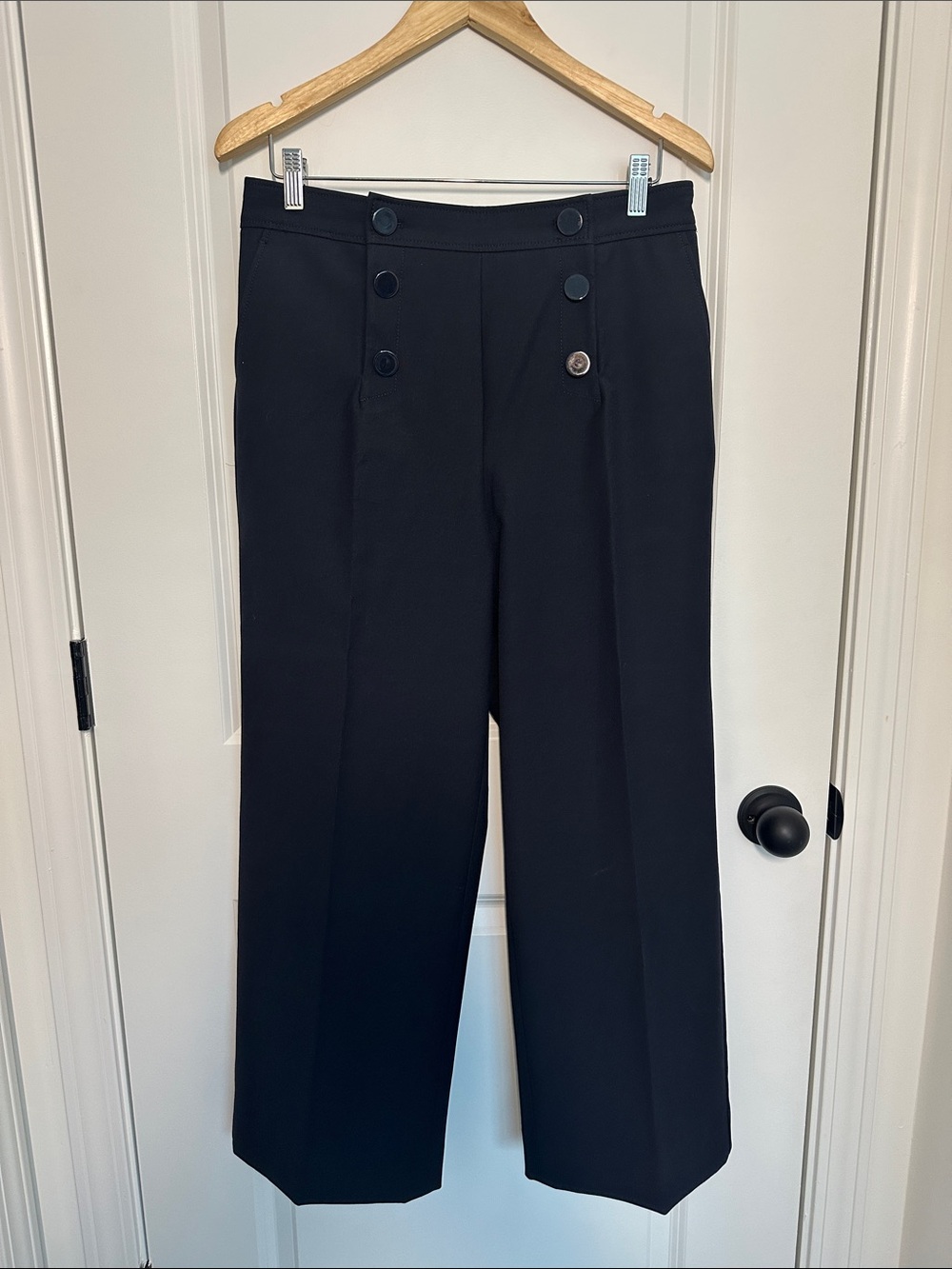 Talbots Womenβs Sailor-Inspired Wide Leg Pants Black 12P